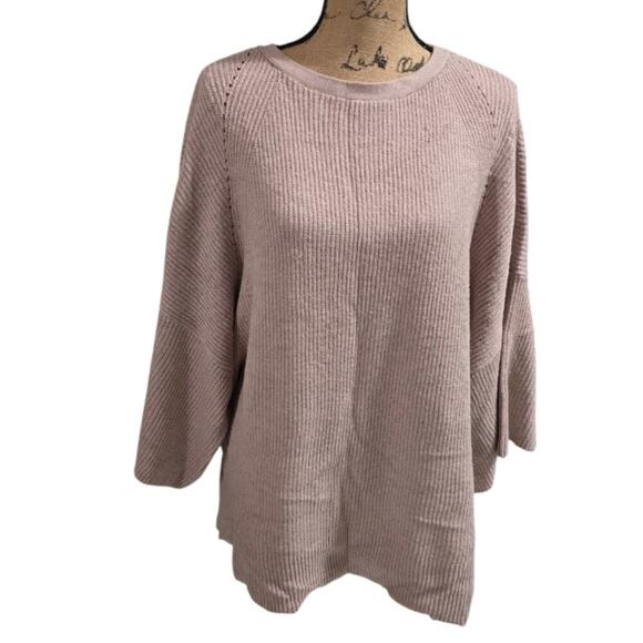 Ann Taylor Rose Pink Women's Ribbed Knit Cozy Sweater Cashmere Blend Size Large - Picture 1 of 6